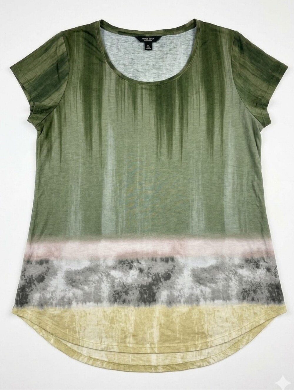 💛Simply Vera Wang Olive Tie Dye One Ombre Short Sleeve Top XLarge